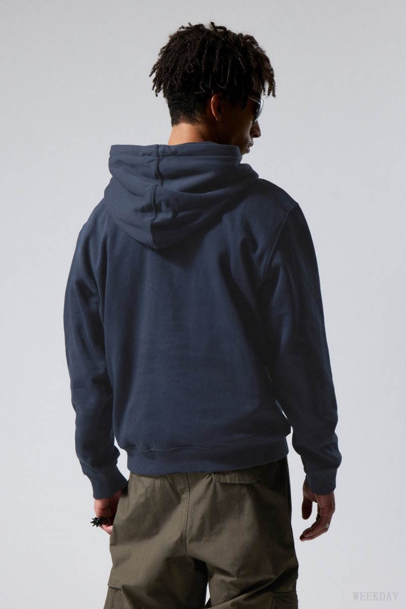 Weekday Standard Midweight Hoodie Dark Blue | CGTB5238