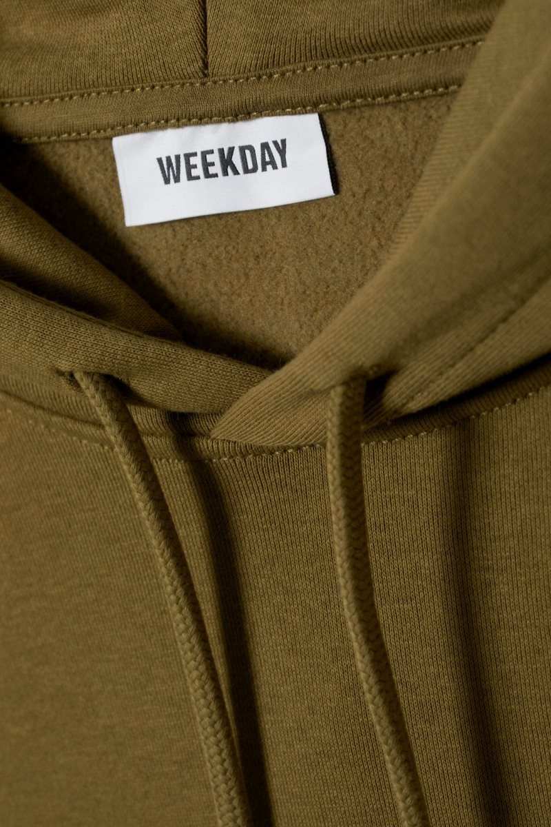 Weekday Standard Midweight Hoodie Khaki | YBOX6629