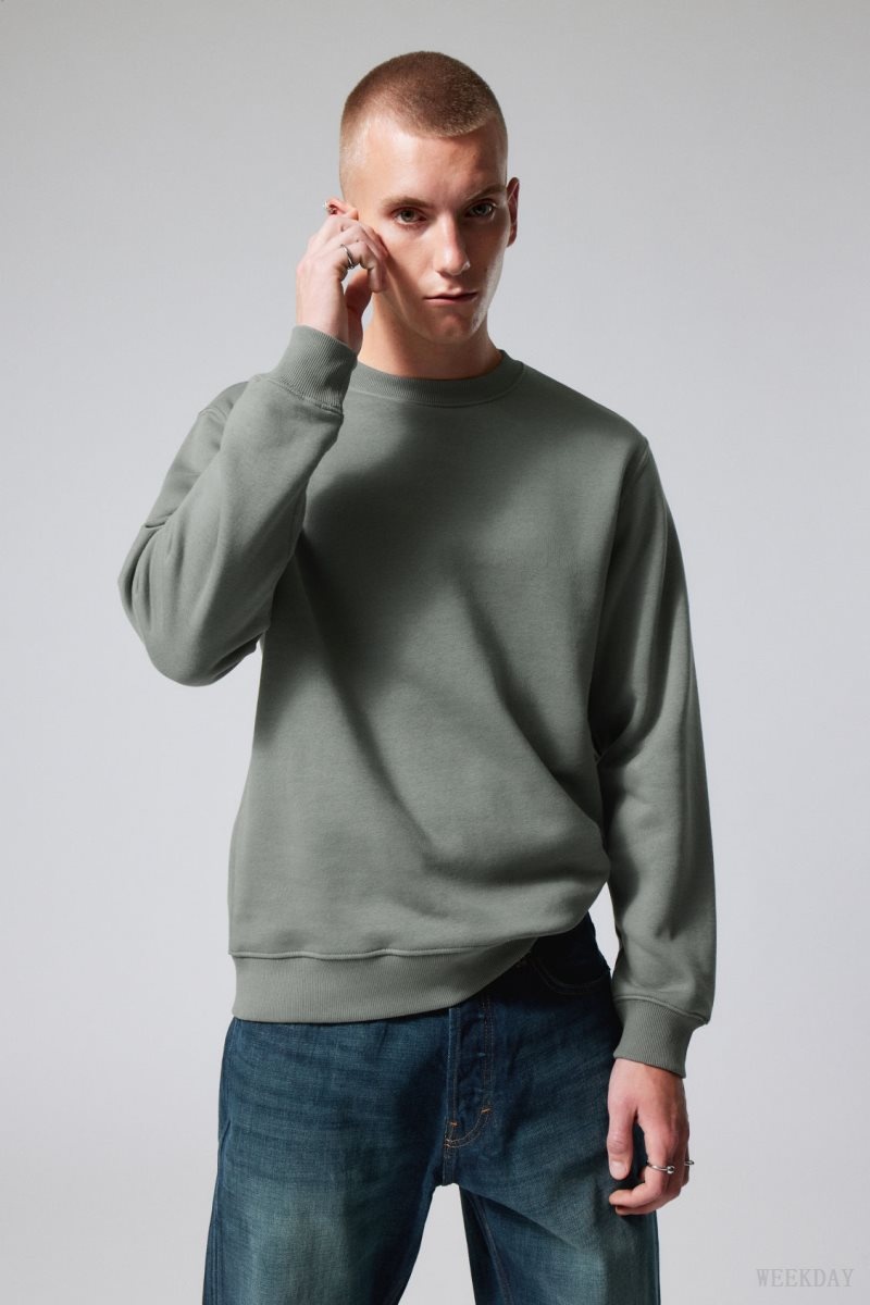 Weekday Standard Midweight Sweatshirt Khaki | LALG6005