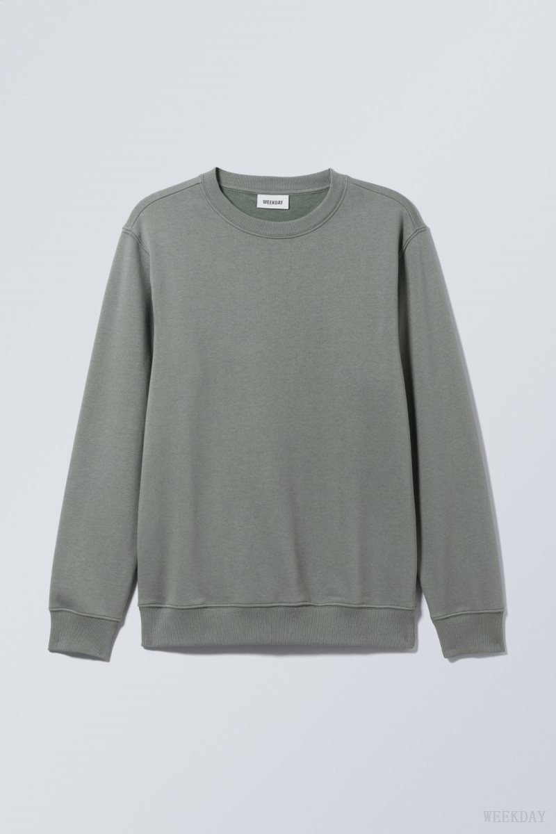 Weekday Standard Midweight Sweatshirt Khaki | LALG6005