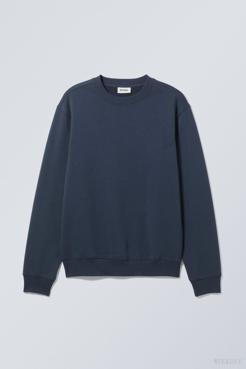 Weekday Standard Midweight Sweatshirt Navy | RTAL8285