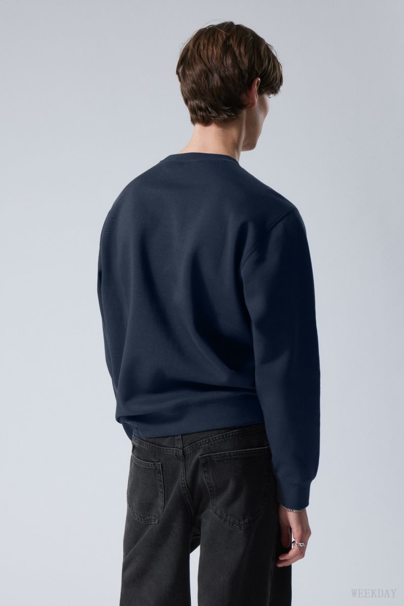 Weekday Standard Midweight Sweatshirt Navy | RTAL8285