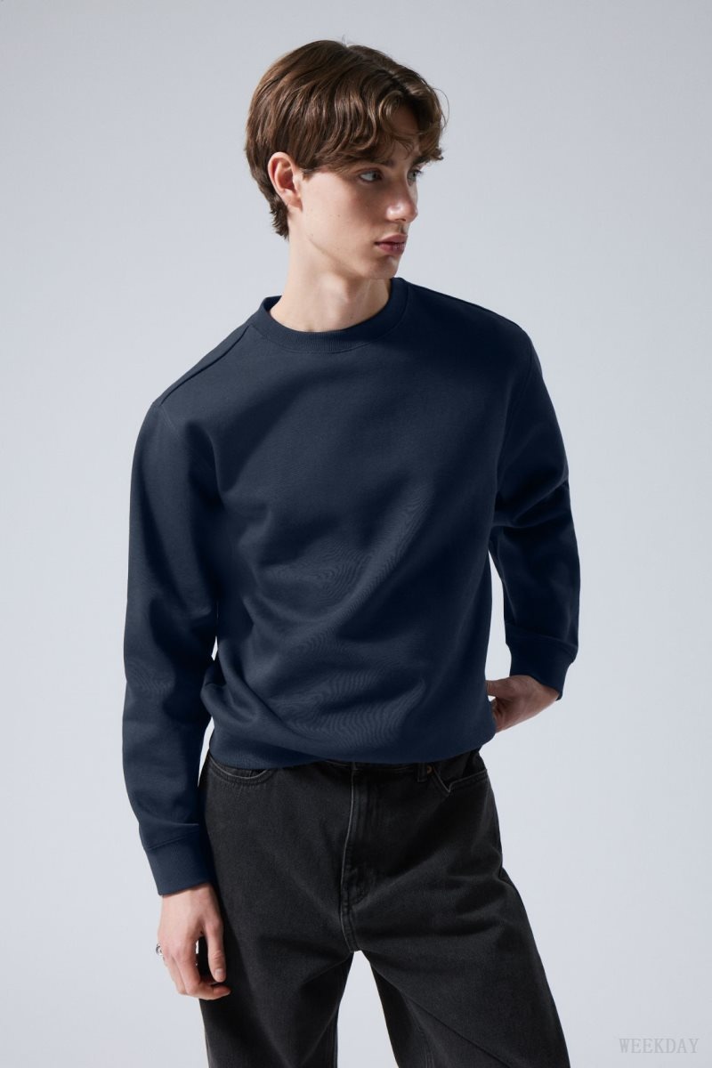 Weekday Standard Midweight Sweatshirt Navy | RTAL8285