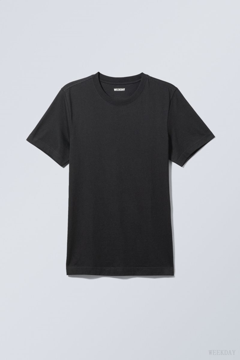 Weekday Standard Midweight T-shirt Black | WCOF6668