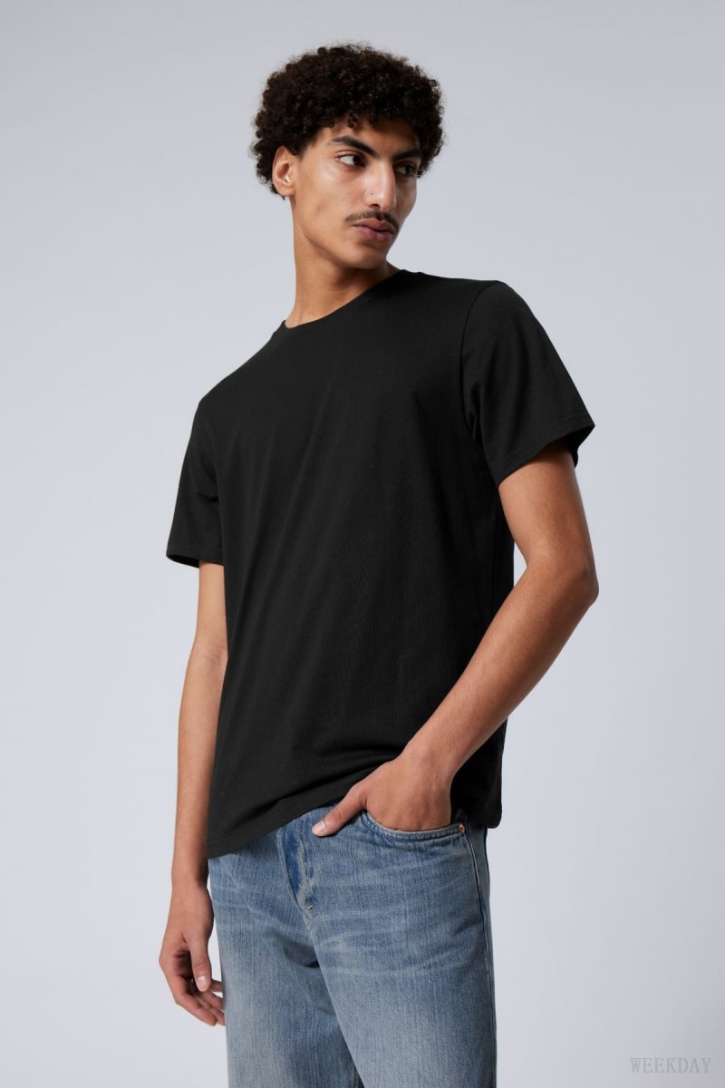 Weekday Standard Midweight T-shirt Black | WCOF6668