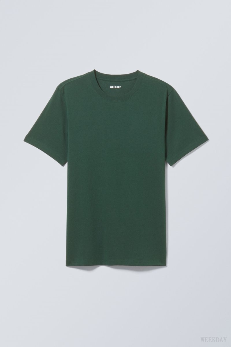 Weekday Standard Midweight T-shirt Dark Green | GLOS6772