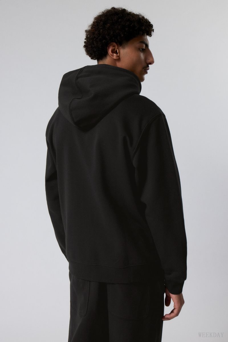 Weekday Standard Midweight Zip Hoodie Black | RYNP8454