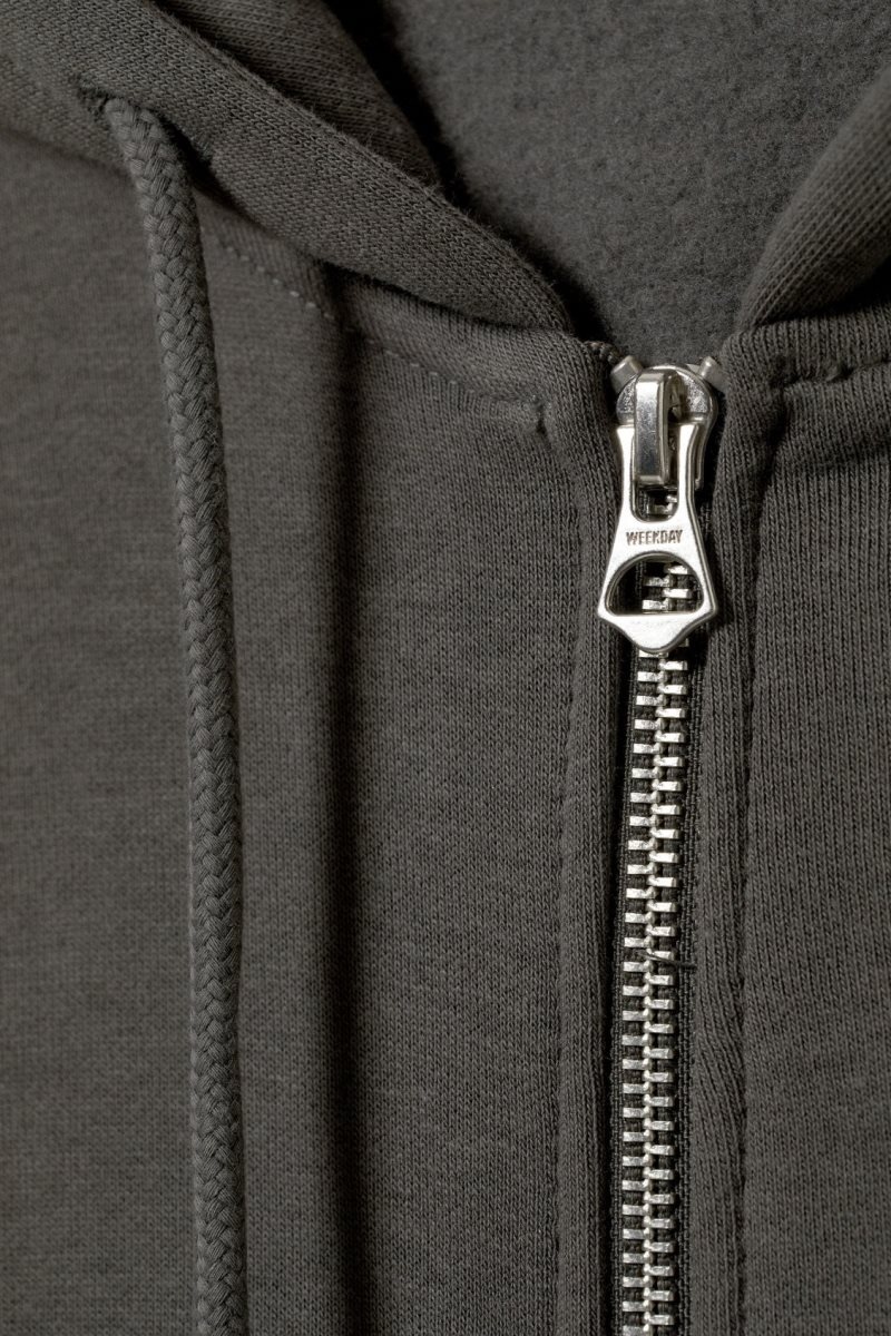 Weekday Standard Midweight Zip Hoodie Dark Grey | FJYT9070