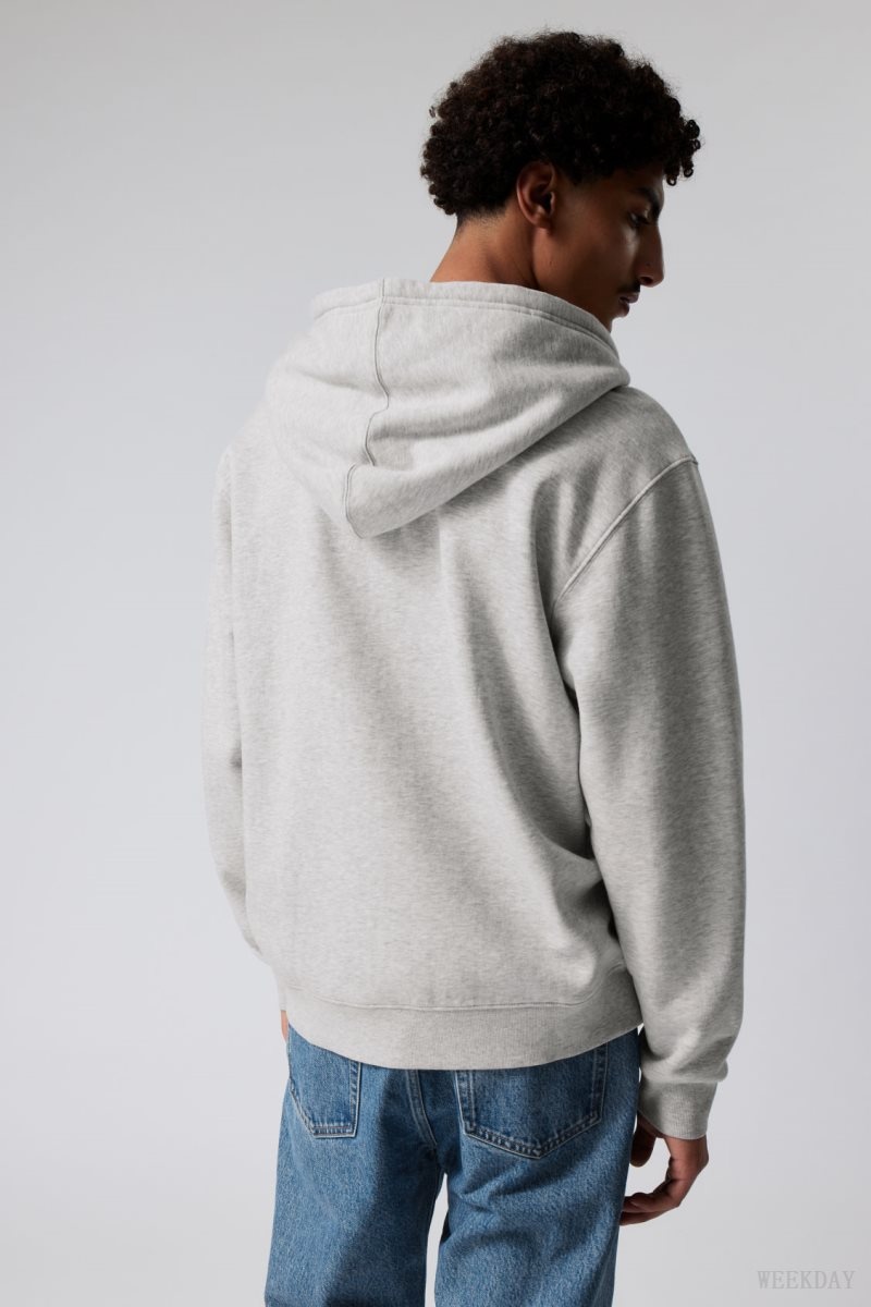 Weekday Standard Midweight Zip Hoodie Grey | ZHEQ6470