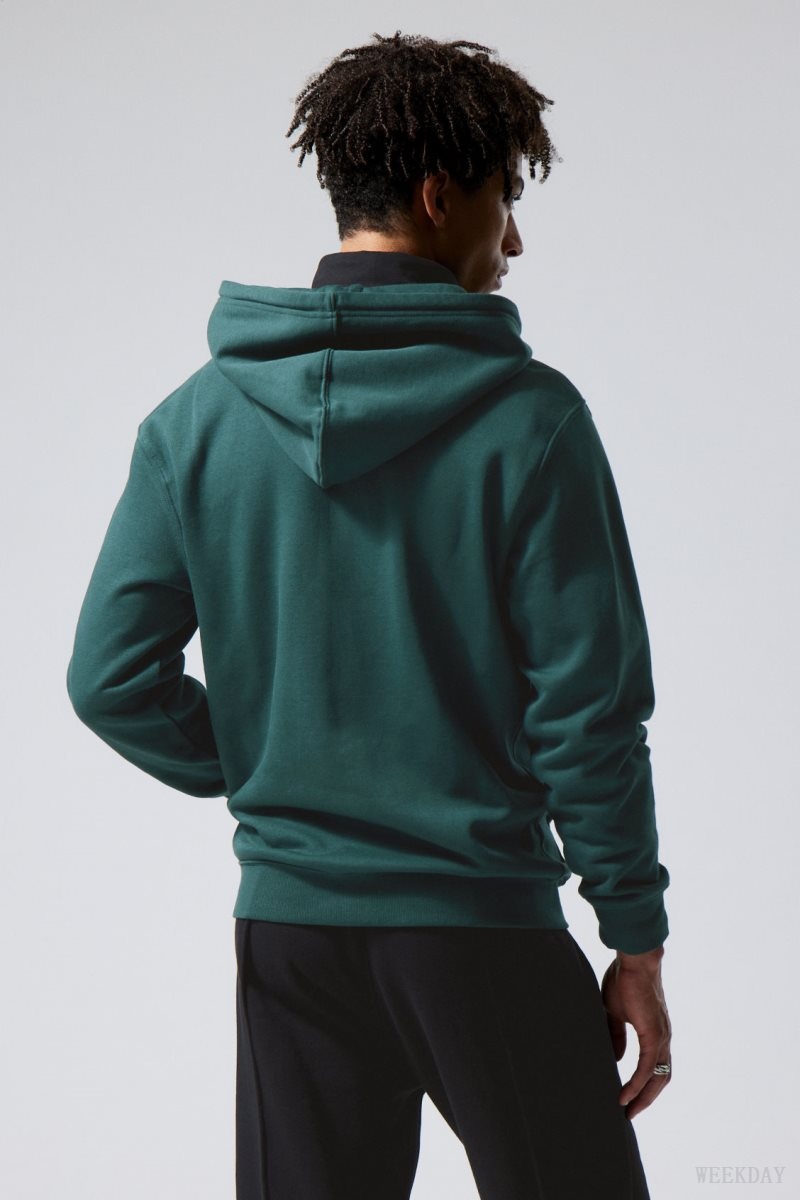 Weekday Standard Midweight Zip Hoodie Green | RYZQ7660