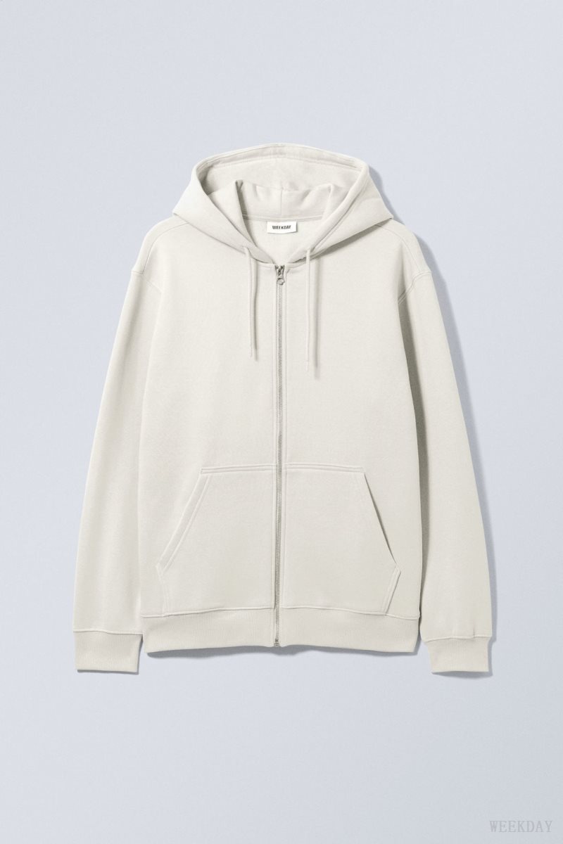 Weekday Standard Midweight Zip Hoodie Light Grey | QKVM4879