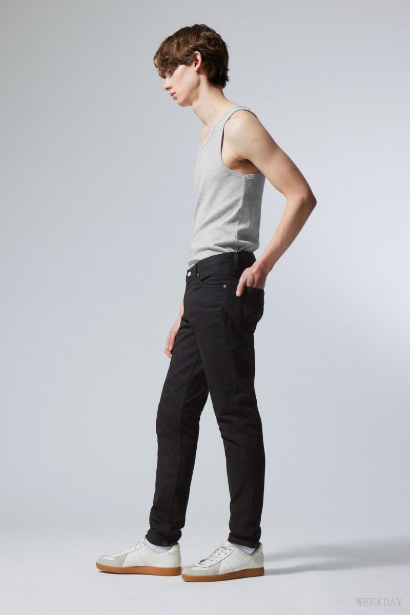 Weekday Sunday Slim Tapered Jeans Black | GUHT6891