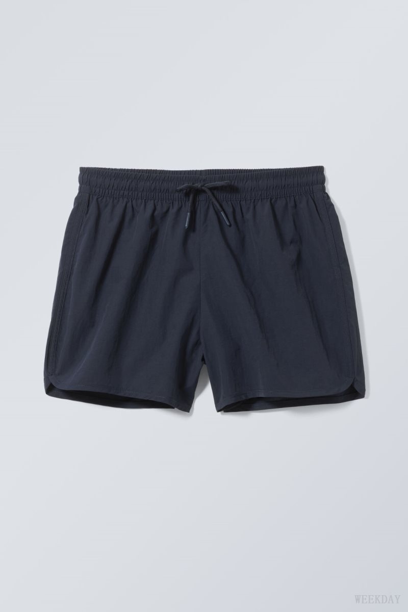 Weekday Tan Structure Swim Shorts Dark Blue | ILUB2919