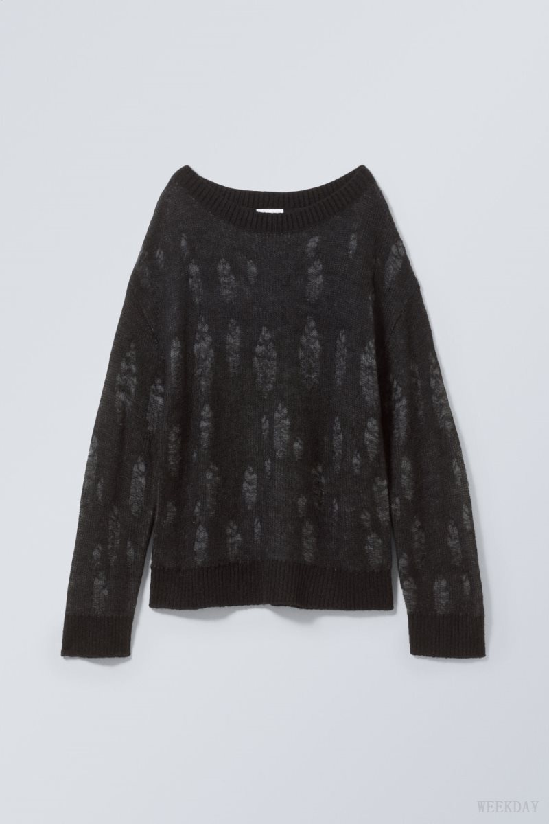 Weekday Taylor Knit Sweater Black | OWQR1537