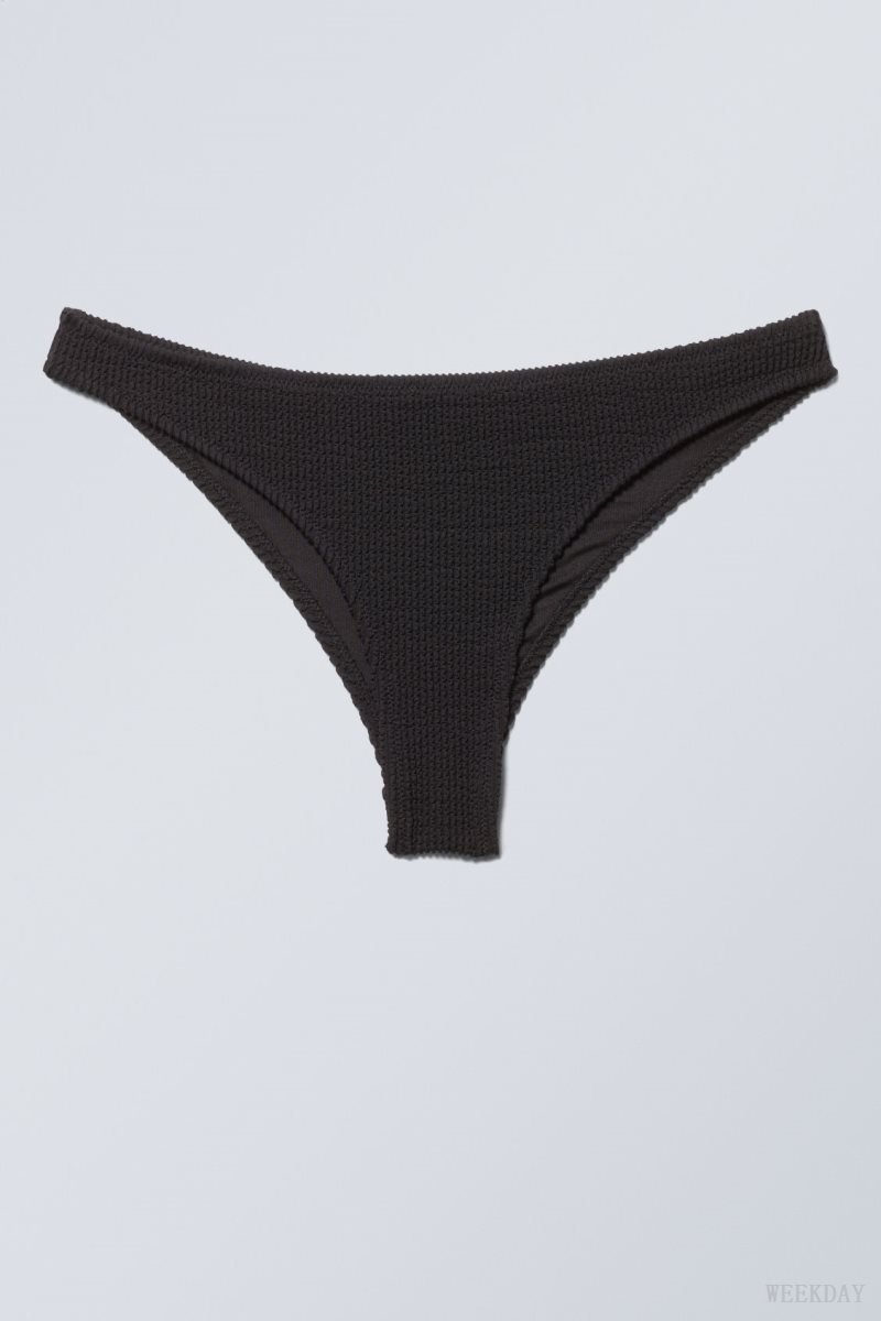 Weekday Textured Brazilian Bikini Bottoms Black | AORE7582