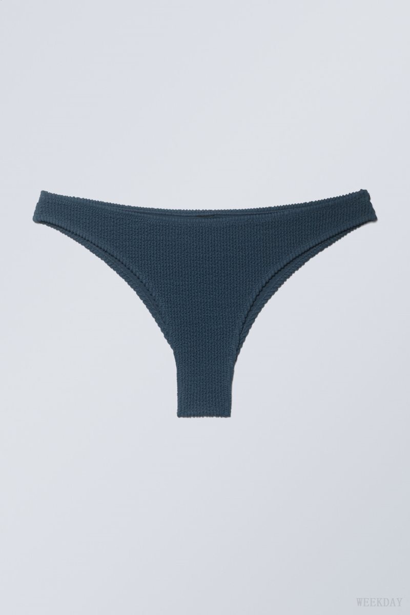 Weekday Textured Brazilian Bikini Bottoms Navy | WBVC3370