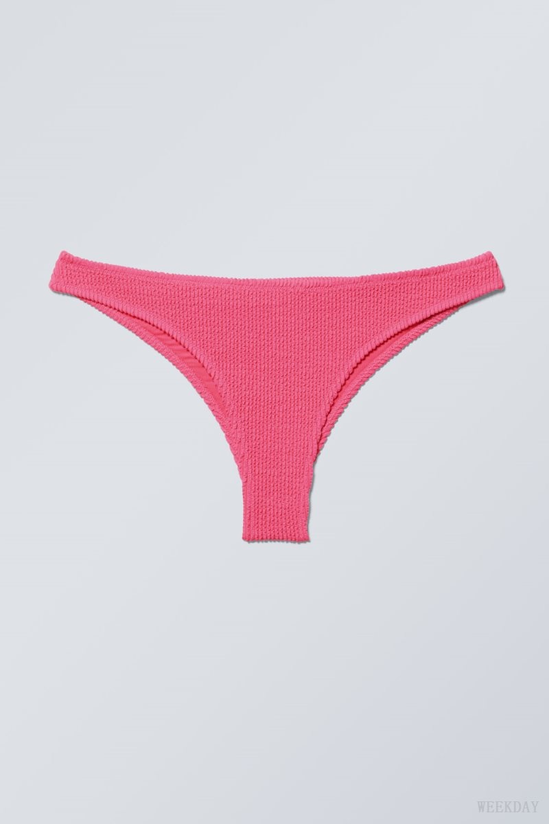 Weekday Textured Brazilian Bikini Bottoms Pink | XDMK3022