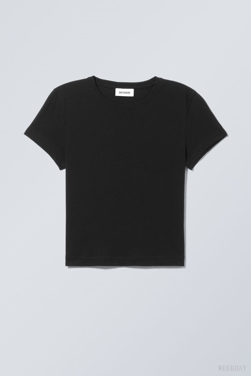 Weekday Tight Fitted T-shirt Black | RSIU6369