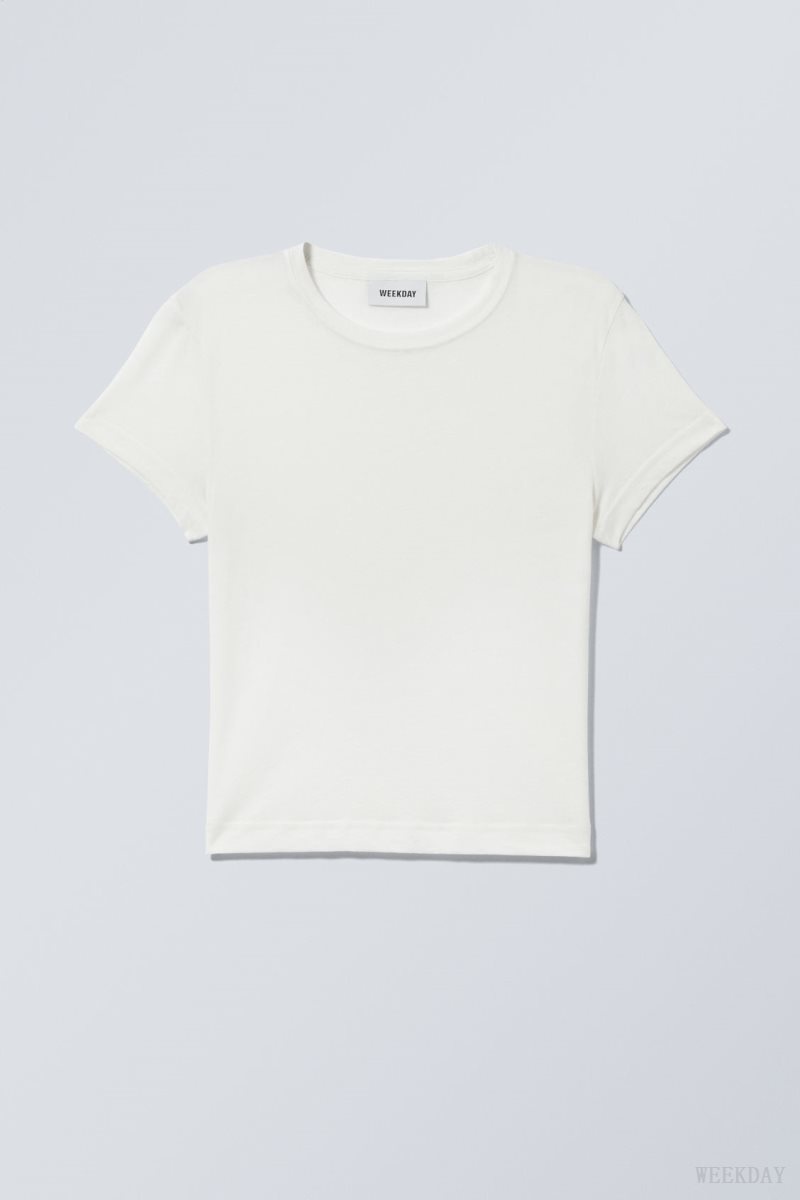 Weekday Tight Fitted T-shirt White | LWXG1704