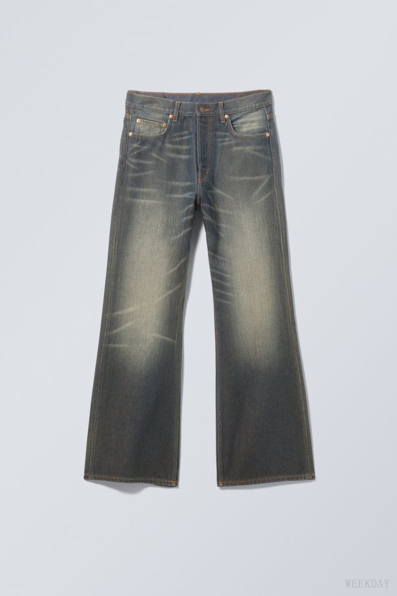 Weekday Time Loose Bootcut Jeans Blue | DFDO7671