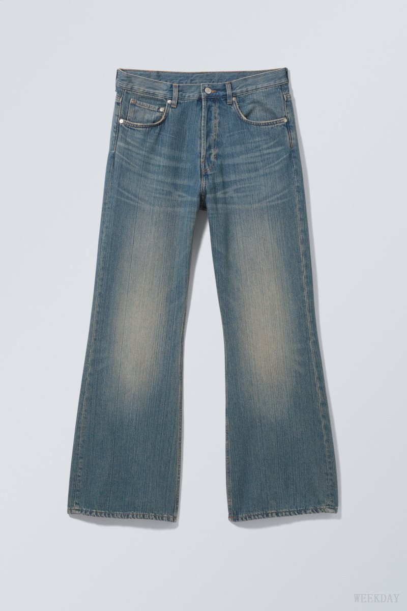 Weekday Time Loose Bootcut Jeans Blue | VSLE4970