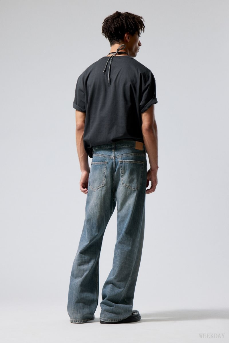 Weekday Time Loose Bootcut Jeans Blue | VSLE4970