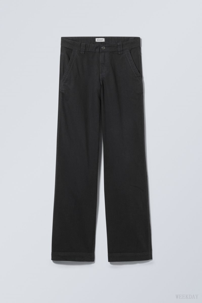 Weekday Tony Cotton Twill Trousers Dark Grey | DYVV9538