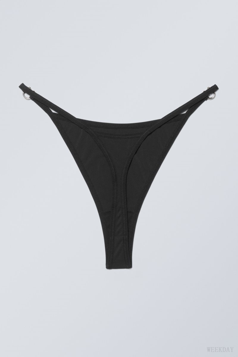 Weekday Tori Piercing Tanga Thong Thong Black | NGRB9150