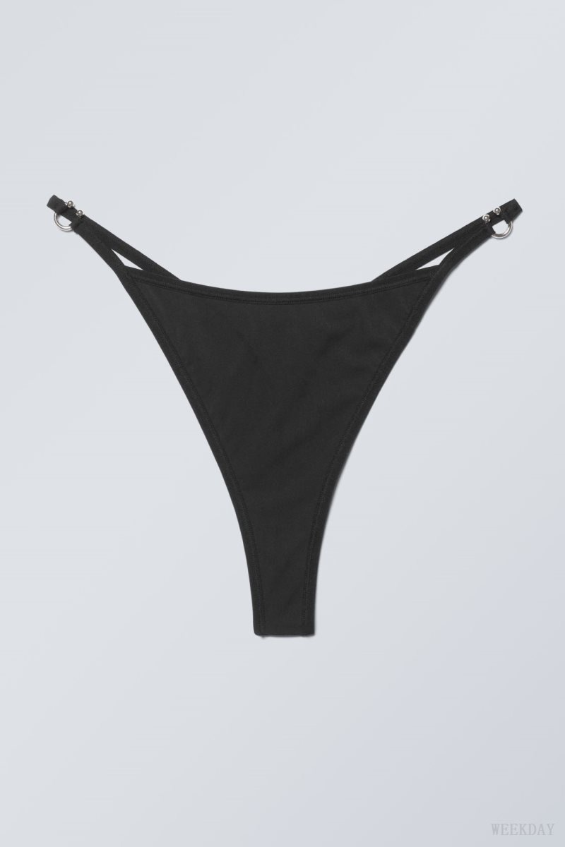 Weekday Tori Piercing Tanga Thong Thong Black | NGRB9150