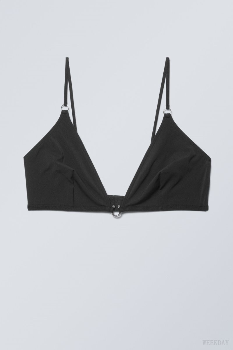 Weekday Tori Piercing Triangle Bra Bra Black | NHAT4157