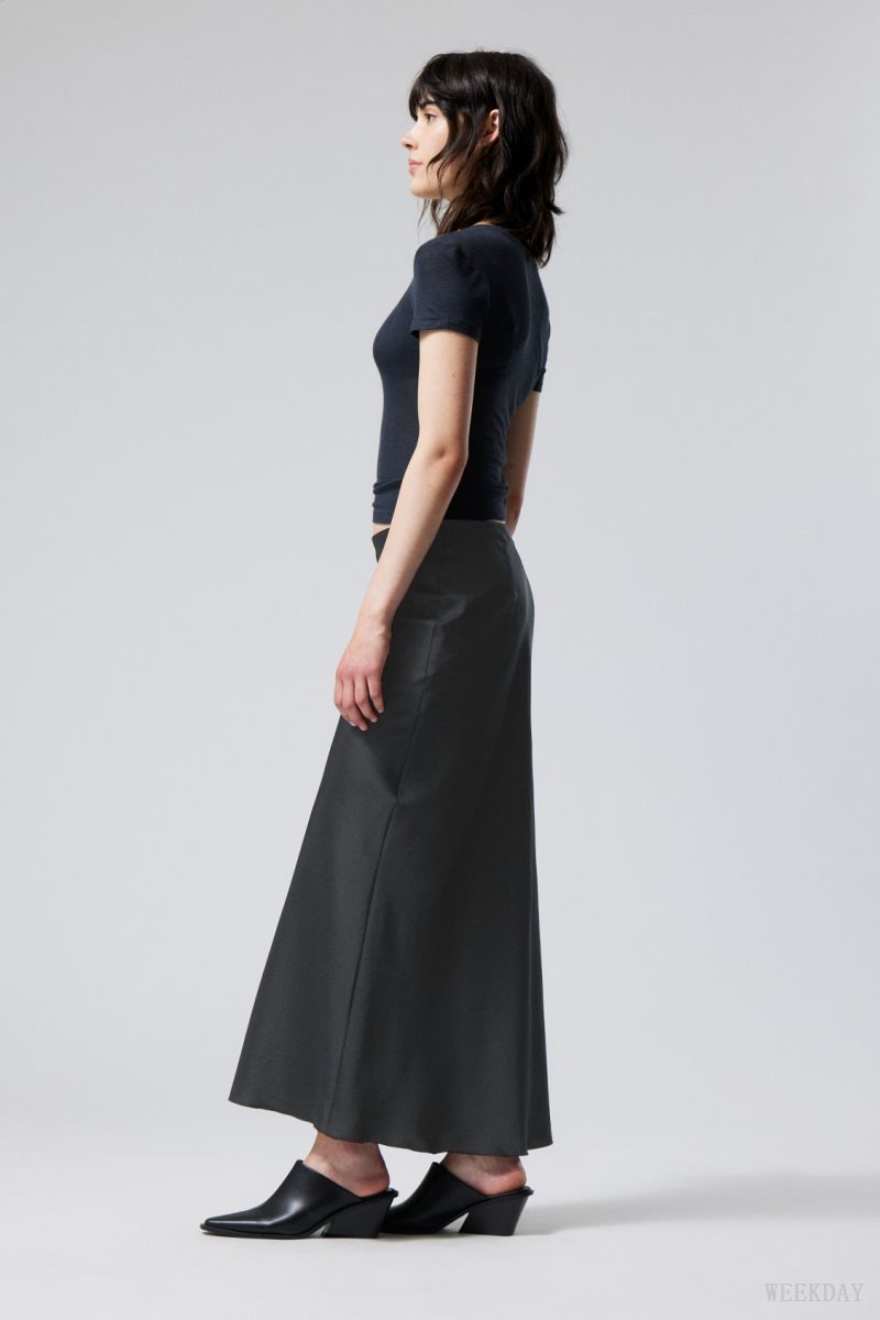 Weekday Trace Pull On Satin Skirt Black | LXQX3494