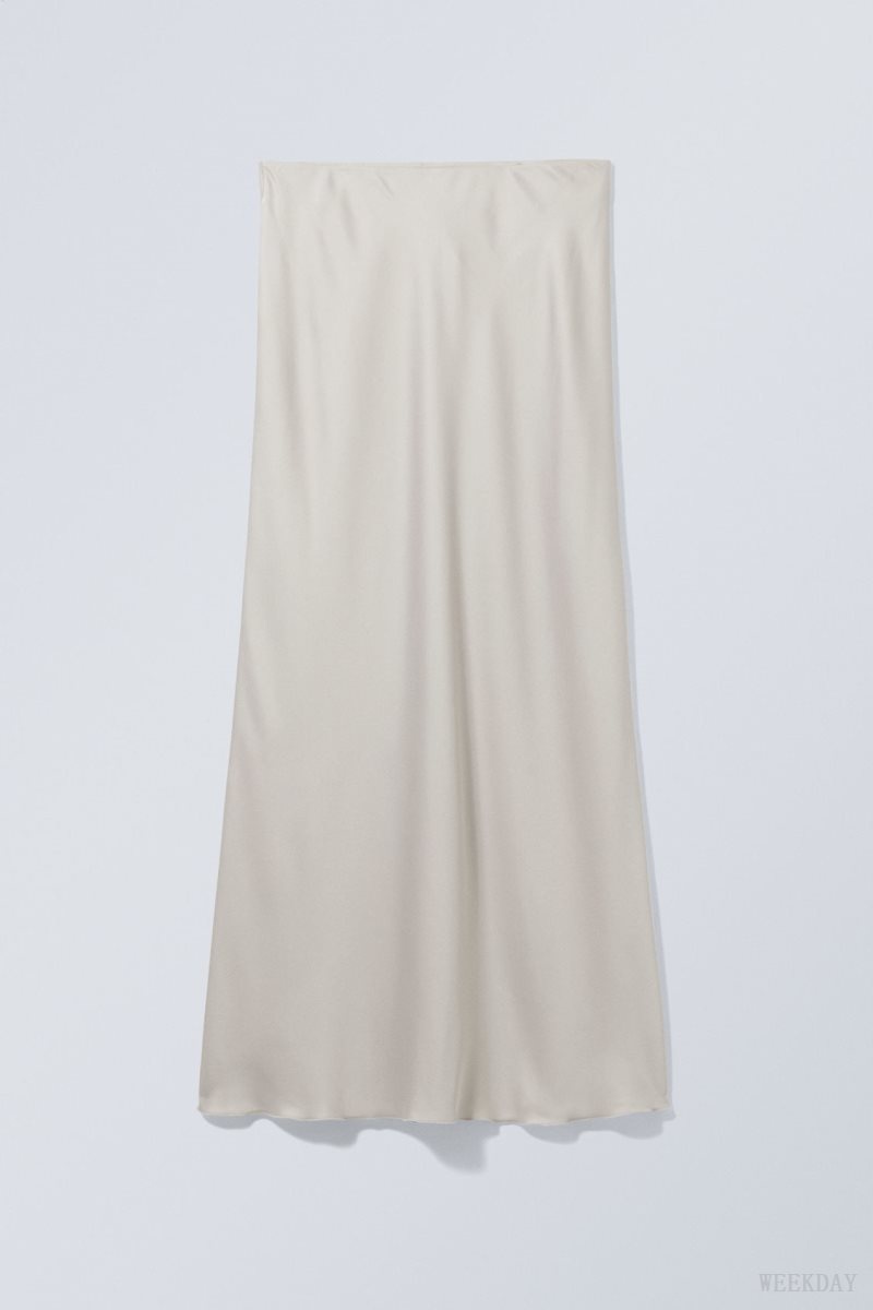 Weekday Trace Pull On Satin Skirt Grey | BVAL1753