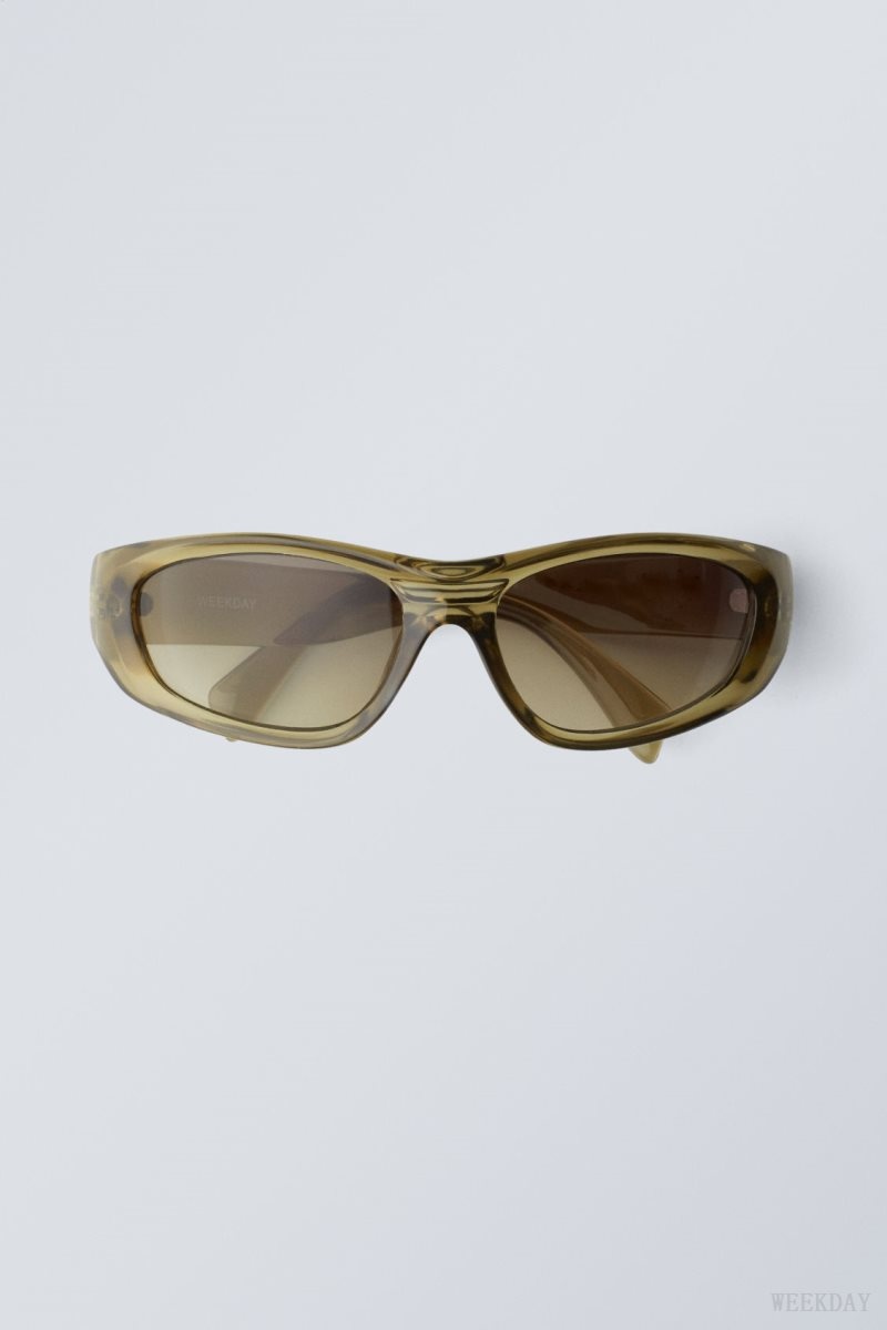 Weekday Trek Sunglasses Khaki | JWWX6999