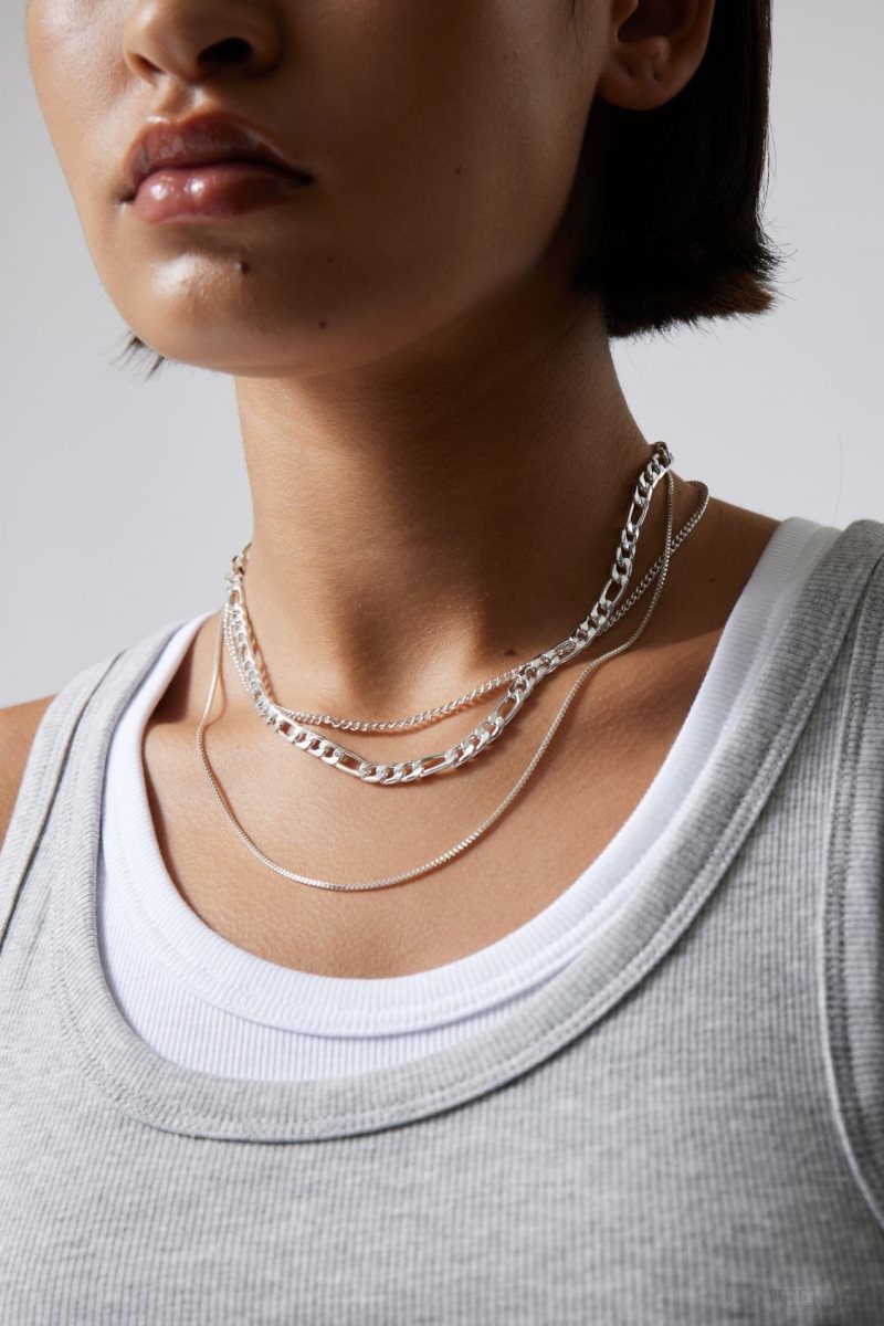 Weekday Unity Necklace Set Silver | XGLD7627