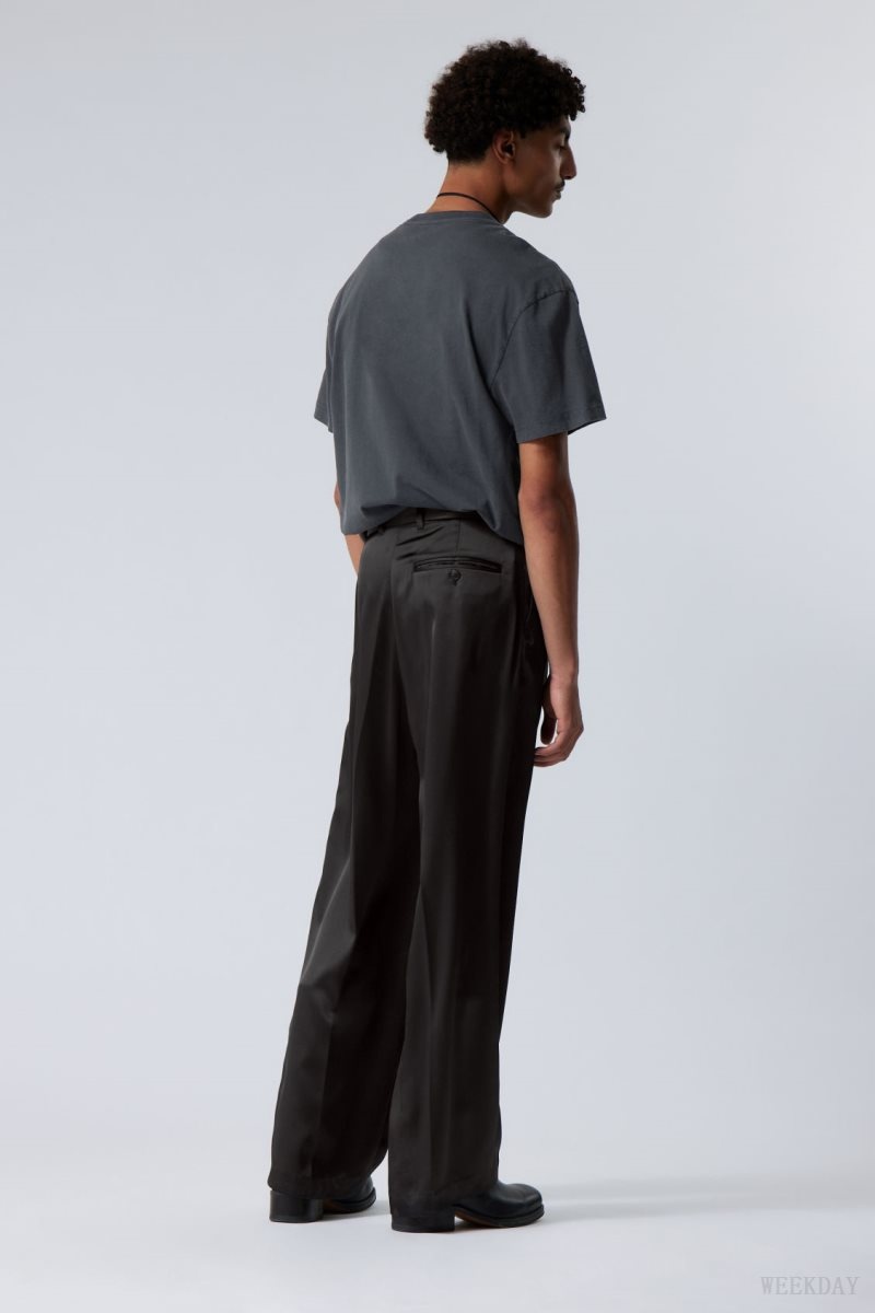 Weekday Uno Loose Shiny Trousers Black | SPTF3636