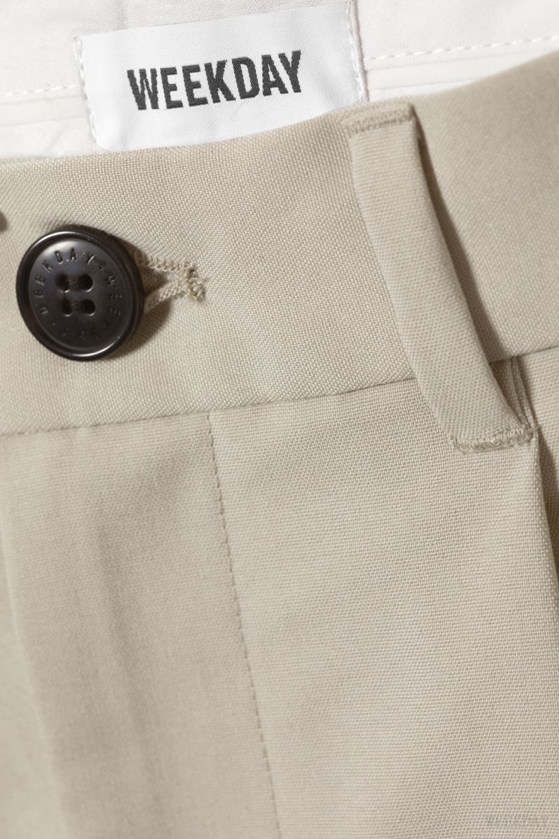 Weekday Uno Loose Suit Trousers Beige | IRUZ3429