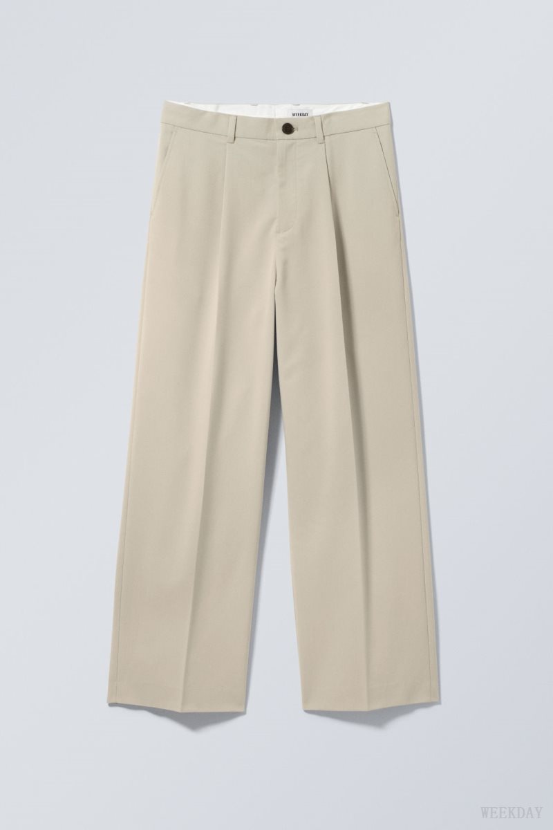 Weekday Uno Loose Suit Trousers Beige | IRUZ3429