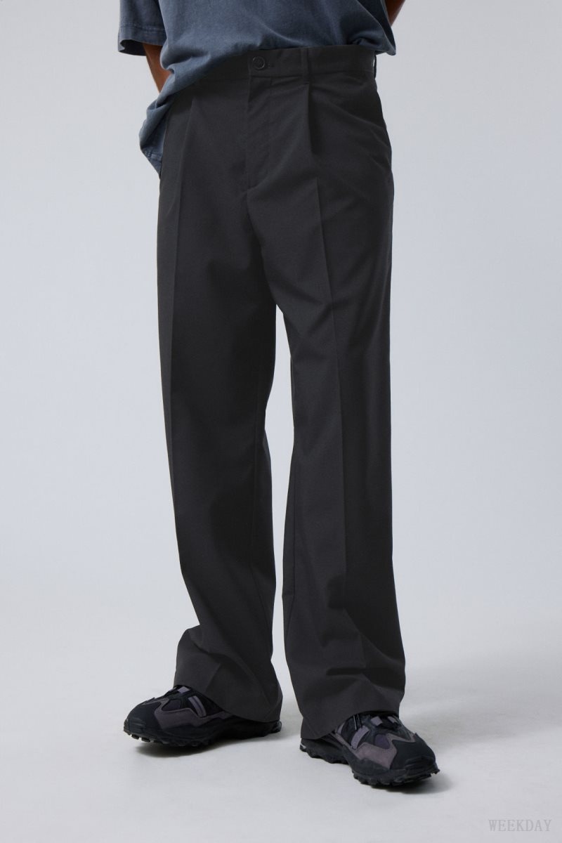 Weekday Uno Loose Suit Trousers Black | UEKO3326