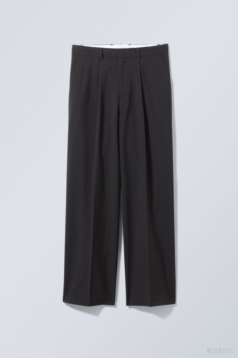 Weekday Uno Loose Suit Trousers Black | UEKO3326