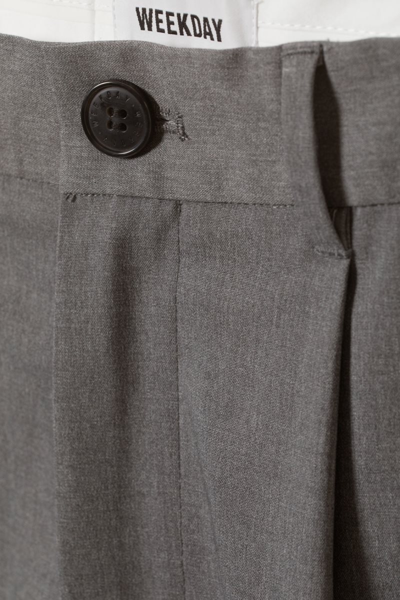 Weekday Uno Loose Suit Trousers Dark Grey | ZWWJ6715