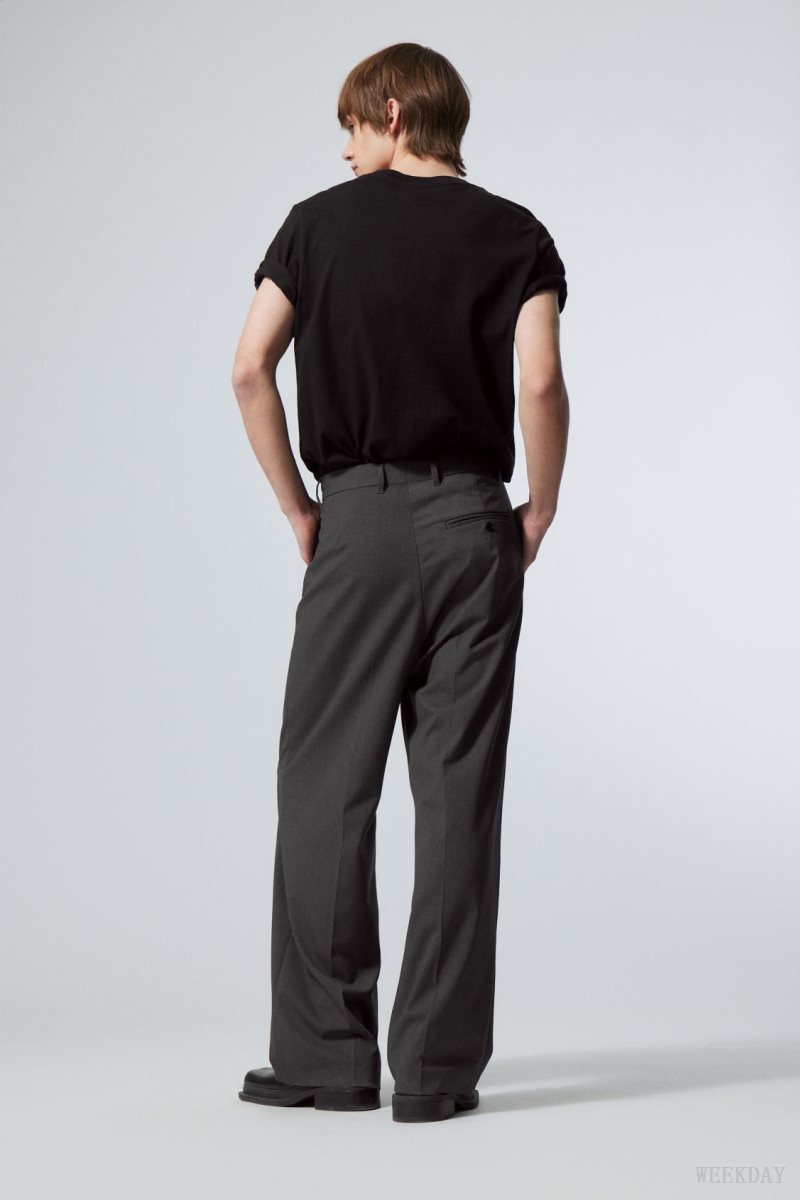 Weekday Uno Loose Suit Trousers Dark Grey | FMYP0398