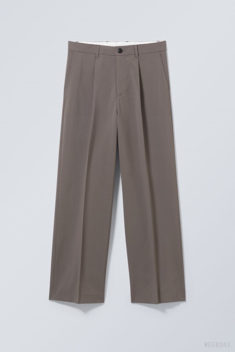 Weekday Uno Loose Suit Trousers Dark Mole | CXCZ2559