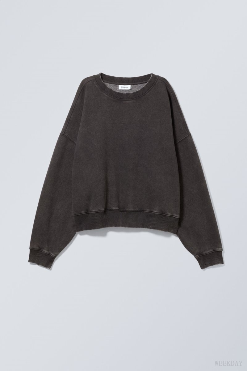 Weekday Wide Heavyweight Sweatshirt Dark Grey | OZOX5175