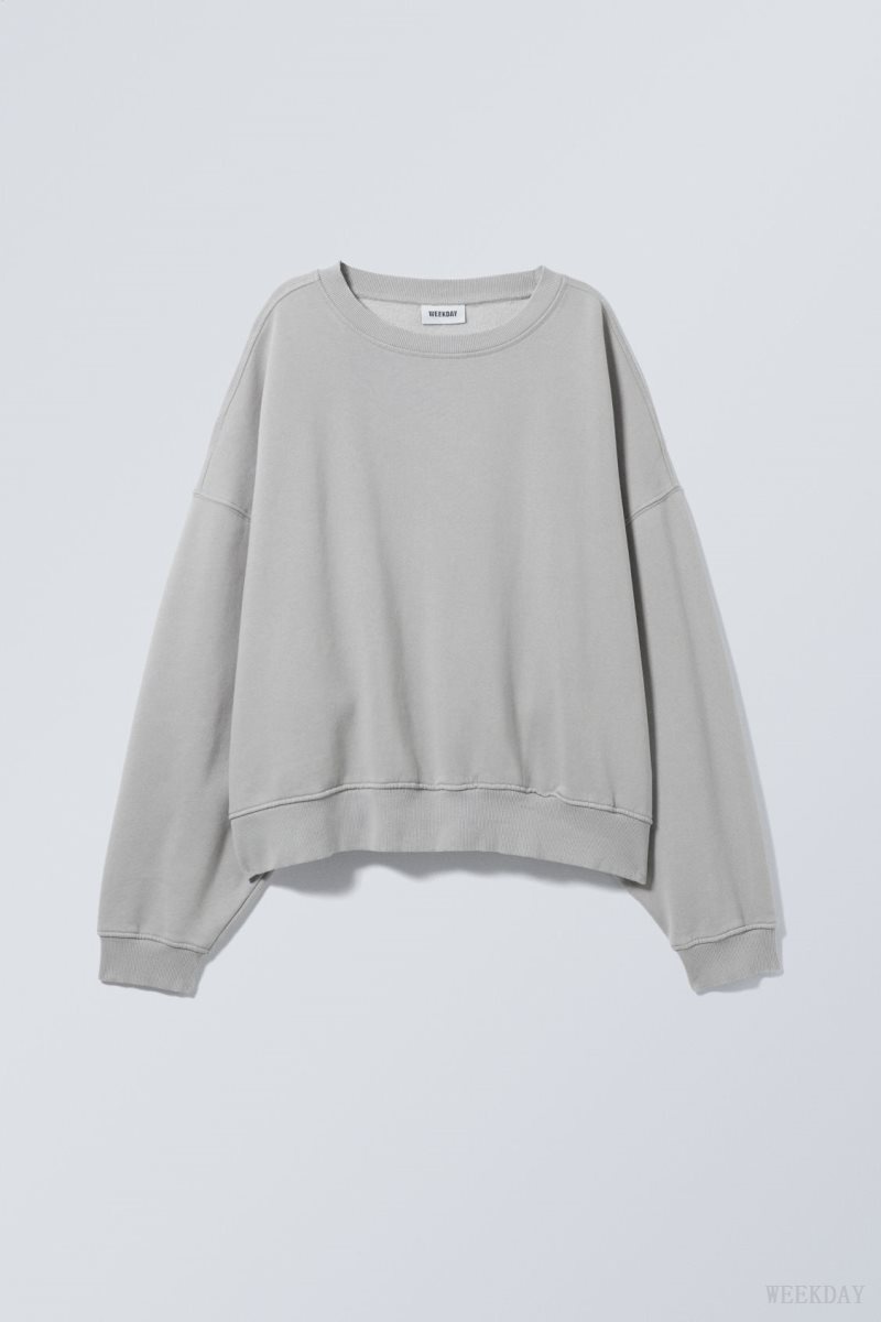 Weekday Wide Heavyweight Sweatshirt Light Grey | CRJN6070