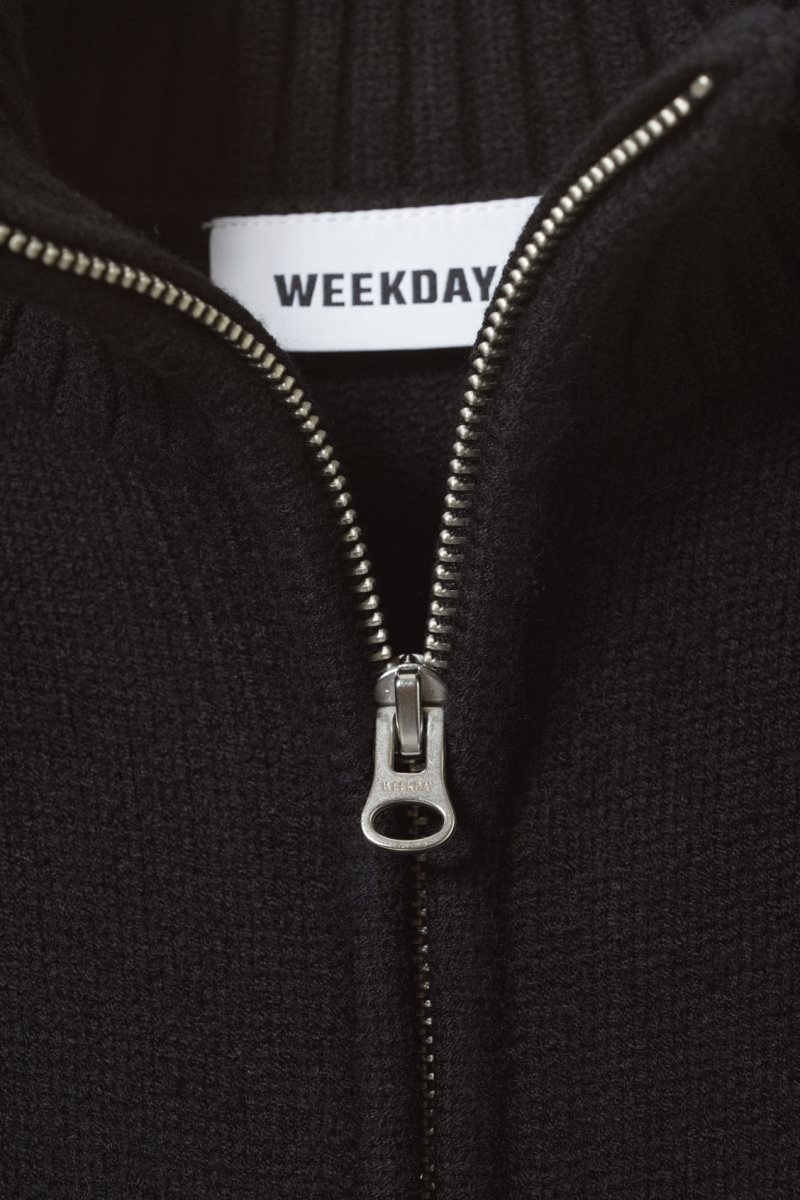 Weekday Winona Zip Cardigan Black | RYQF2180