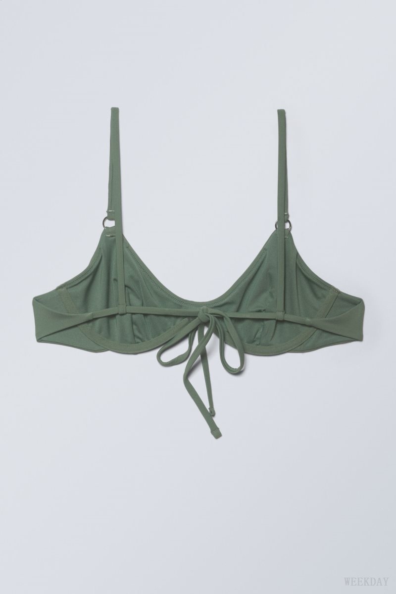 Weekday Wire Bikini Top Olive Green | AVTC2402