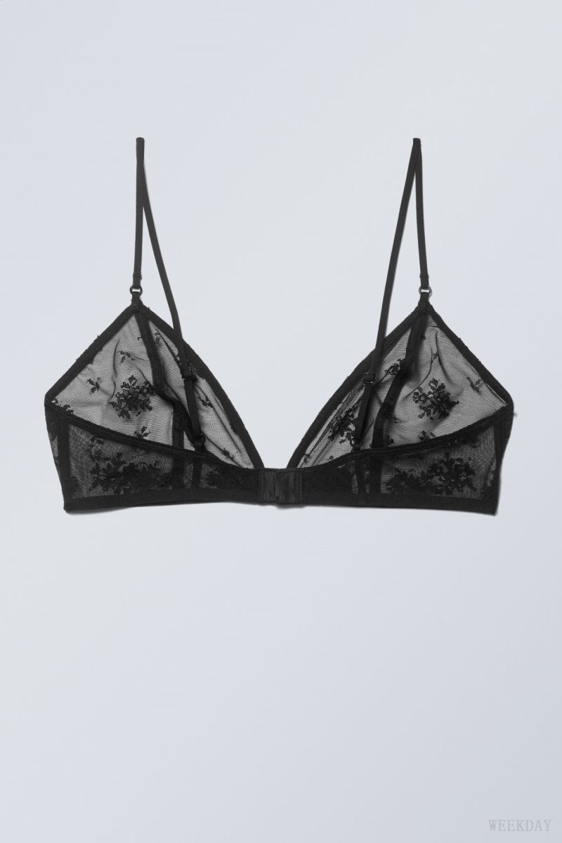 Weekday Zelda Lace Bralette Bralette Black | WMOZ3387