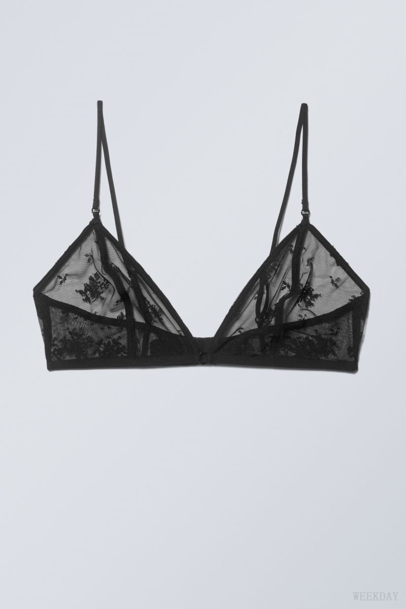 Weekday Zelda Lace Bralette Bralette Black | WMOZ3387