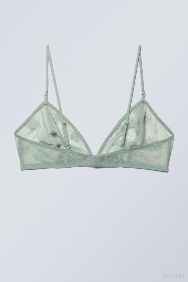 Weekday Zelda Lace Bralette Bralette Green | IDMQ9692