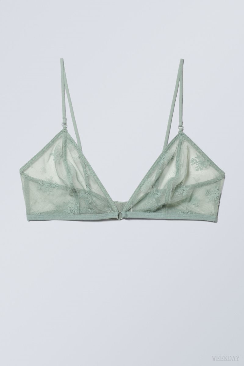 Weekday Zelda Lace Bralette Bralette Green | IDMQ9692